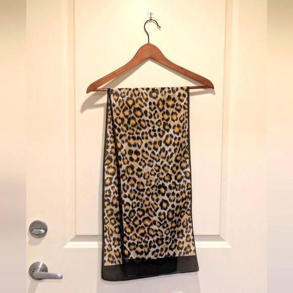 3/$30 Vintage 53"x11" Leopard Print Sheer Scarf - Picture 3 of 3